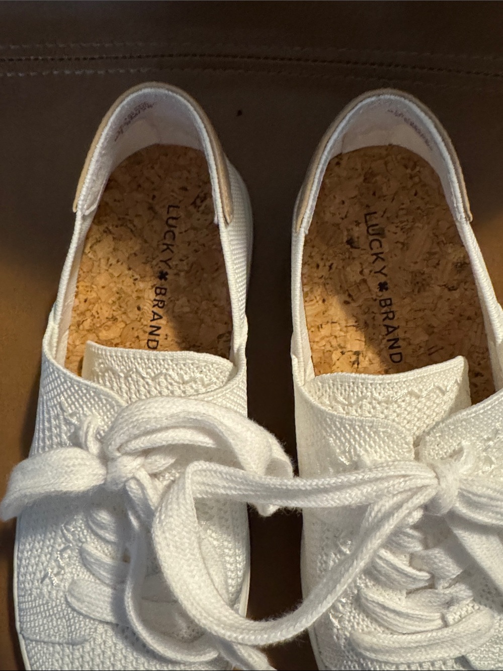 Lucky Brand White Knit Lace-Up Casual Sneakers - Picture 2 of 4